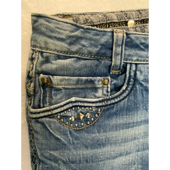 RE Rock for Express Jeans Size 10 Straight Leg Embellished Rock Star Metal Studs - Picture 7 of 12